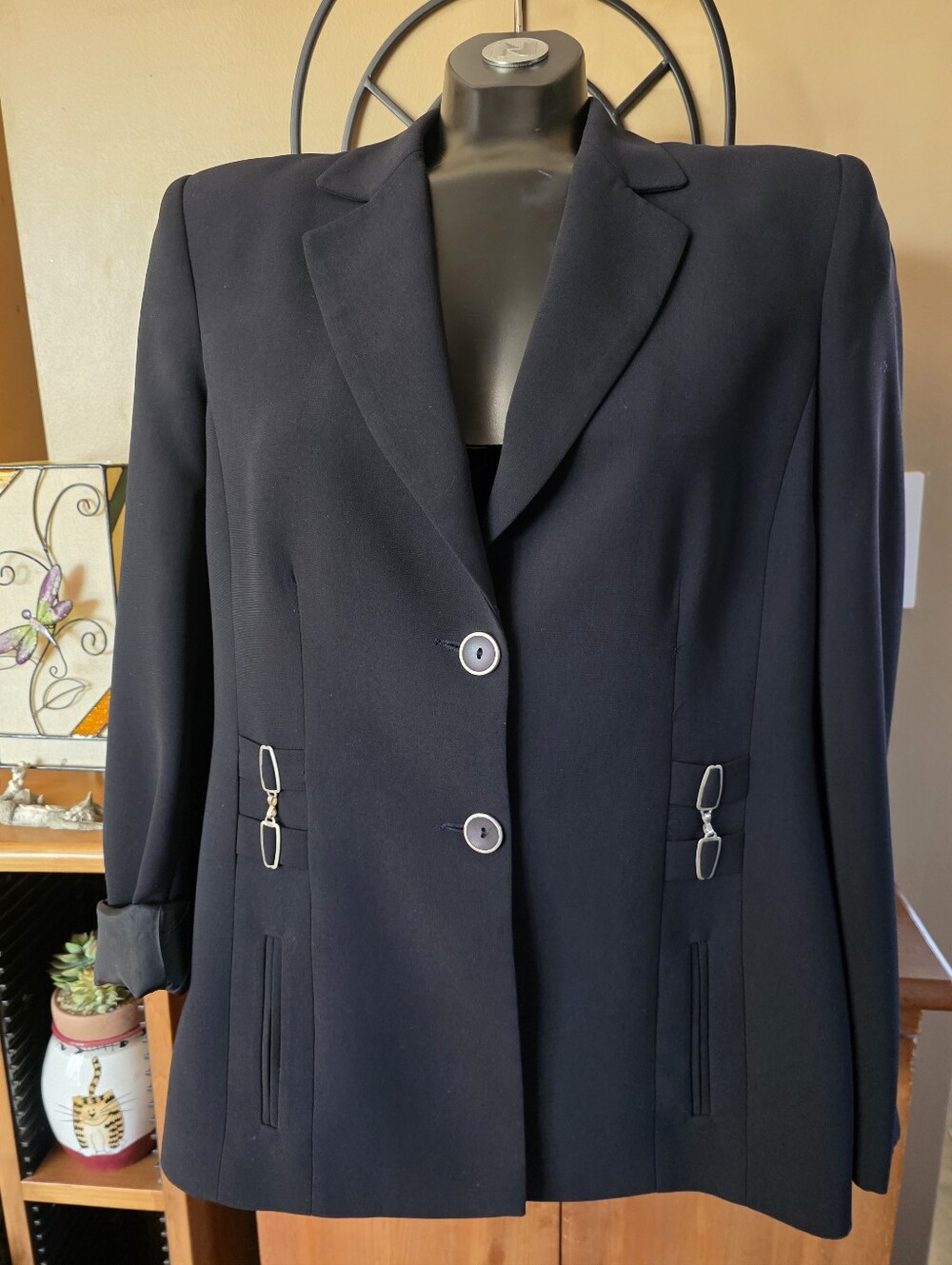 Vintage Y2K Made In Canada Jack F. Womens Navy Blue Blazer Jacket Size 42